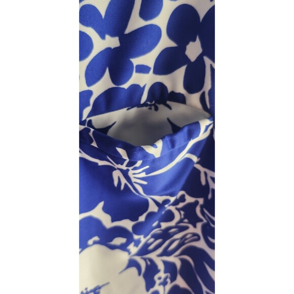 VTG Hawaii Nei Honolulu Hawaiian Floral Camp Blue White Shirt 60s 70s Appx Large - Picture 5 of 8